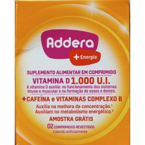 Addera D3 1000UI -Vitamina D + Cafeína e Vitaminas B - 2 Cápsulas